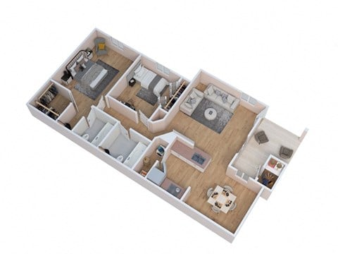 Floor plan for 2 beds, 2 baths, 1048 sqft
